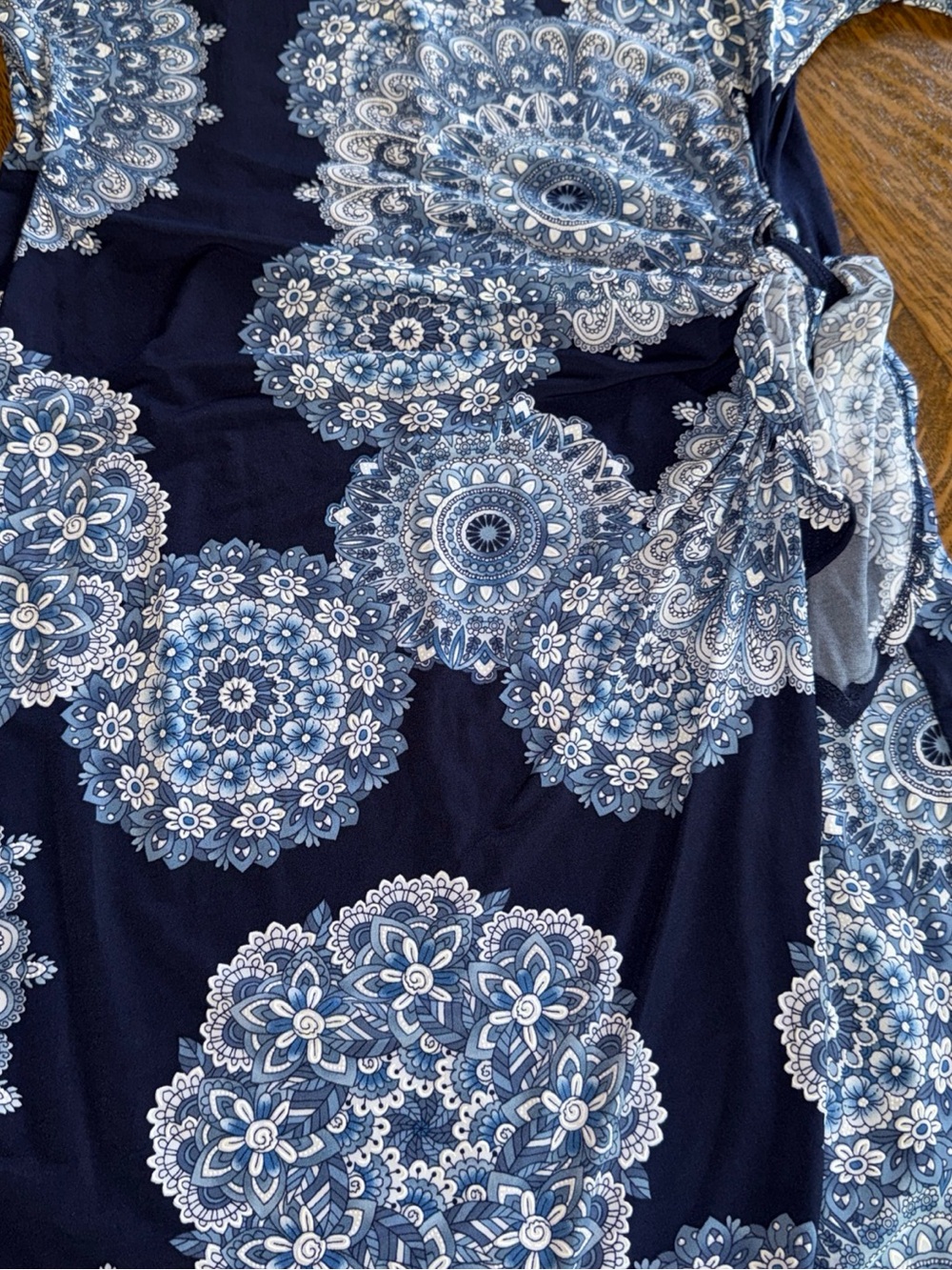 Robbie Bee Light Blue and Navy Floral Accent Dress - Picture 8 of 16